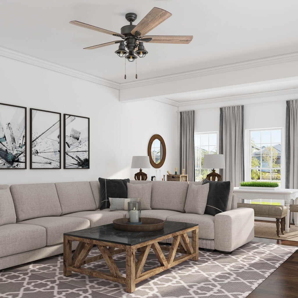 52 Prominence Home Sivan Bronze Farmhouse Ventilatore da soffitto a LED con luce, telecomando