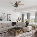 52 Prominence Home Sivan Bronze Farmhouse Ventilatore da soffitto a LED con luce, telecomando