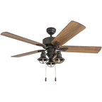 52 Prominence Home Sivan Bronze Farmhouse Ventilatore da soffitto a LED con luce, telecomando