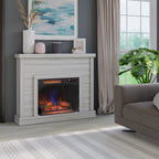 52 Mensola da parete Shiplap con inserto per camino 3D