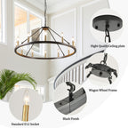 Lampadario a 24 luci con ruota di carro rotonda da 54 pollici