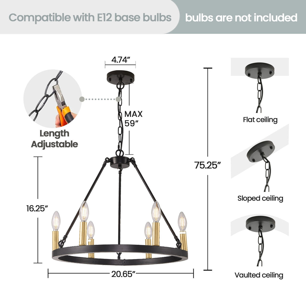 Lampadario a 24 luci con ruota di carro rotonda da 54 pollici