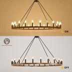 Lampadario a 24 luci con ruota di carro rotonda da 54 pollici