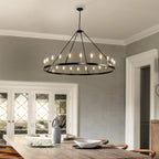 Lampadario a 24 luci con ruota di carro rotonda da 54 pollici