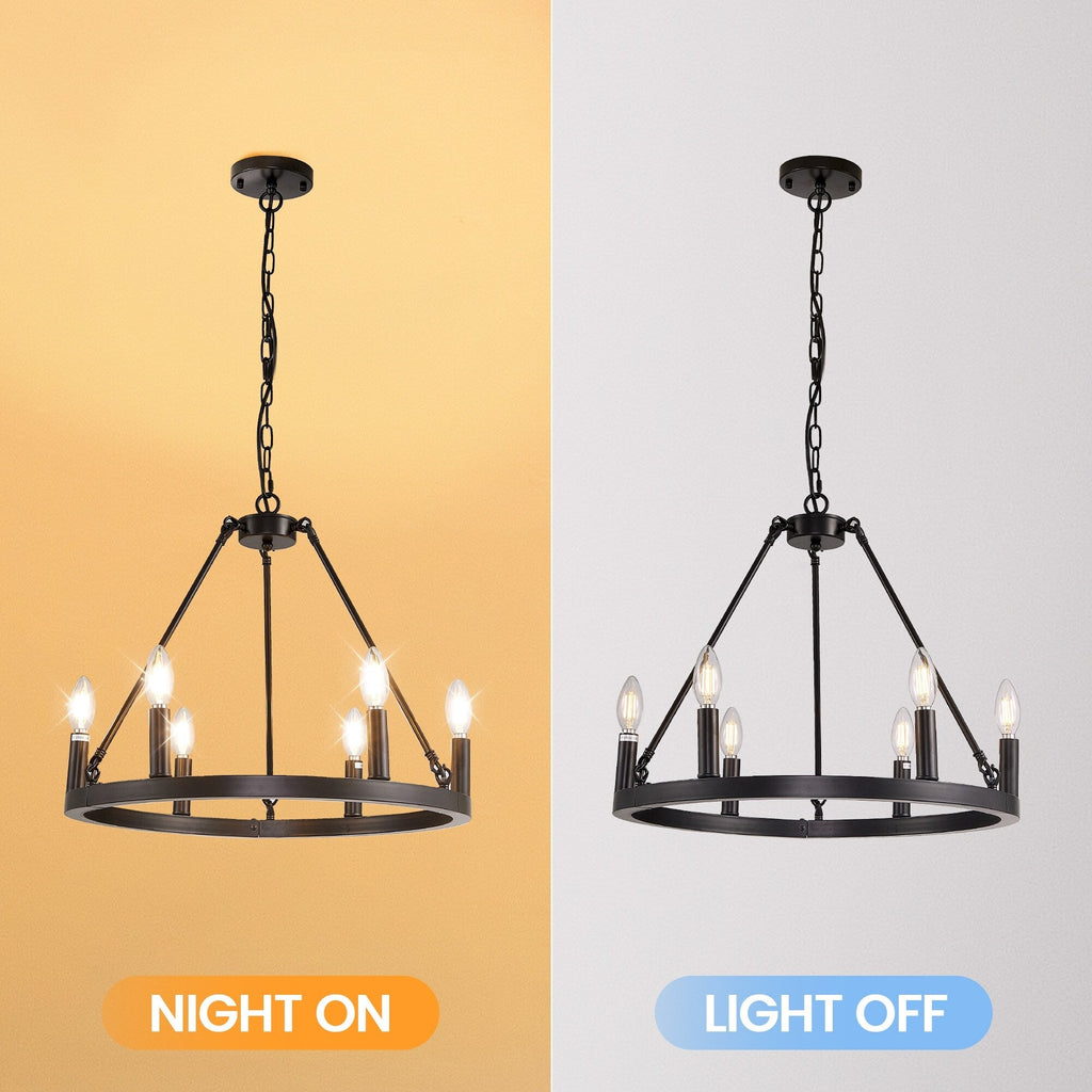 Lampadario a 24 luci con ruota di carro rotonda da 54 pollici