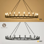 Lampadario a 24 luci con ruota di carro rotonda da 54 pollici