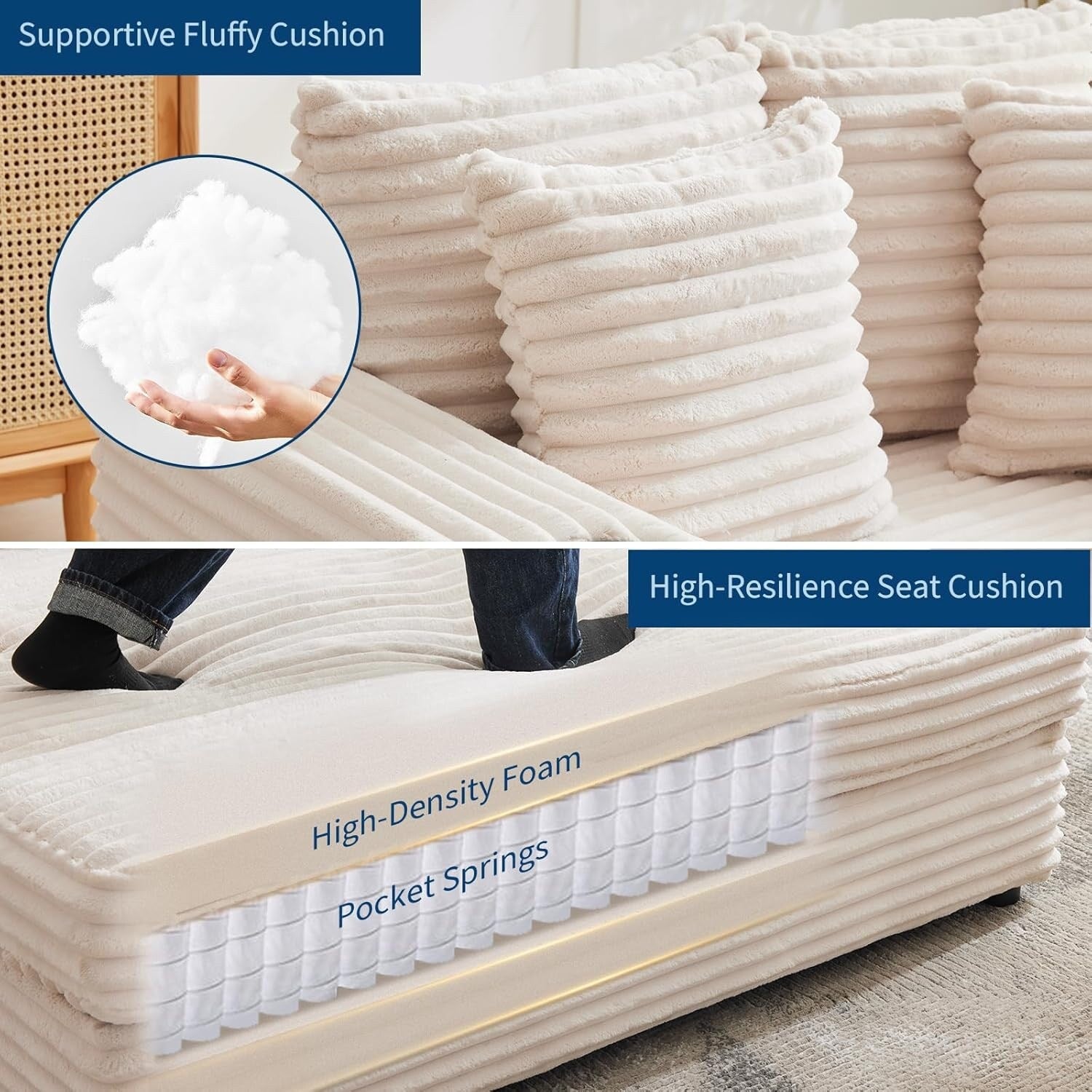 Divano letto imbottito da 54'' con cuscini e braccioli, poltrona da caffè oversize per interni, comodo divano letto in velluto a coste