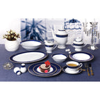 Set di stoviglie in porcellana Bone China da 57 pezzi - Mezzanotte - Oro