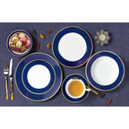 Set di stoviglie in porcellana Bone China da 57 pezzi - Mezzanotte - Oro
