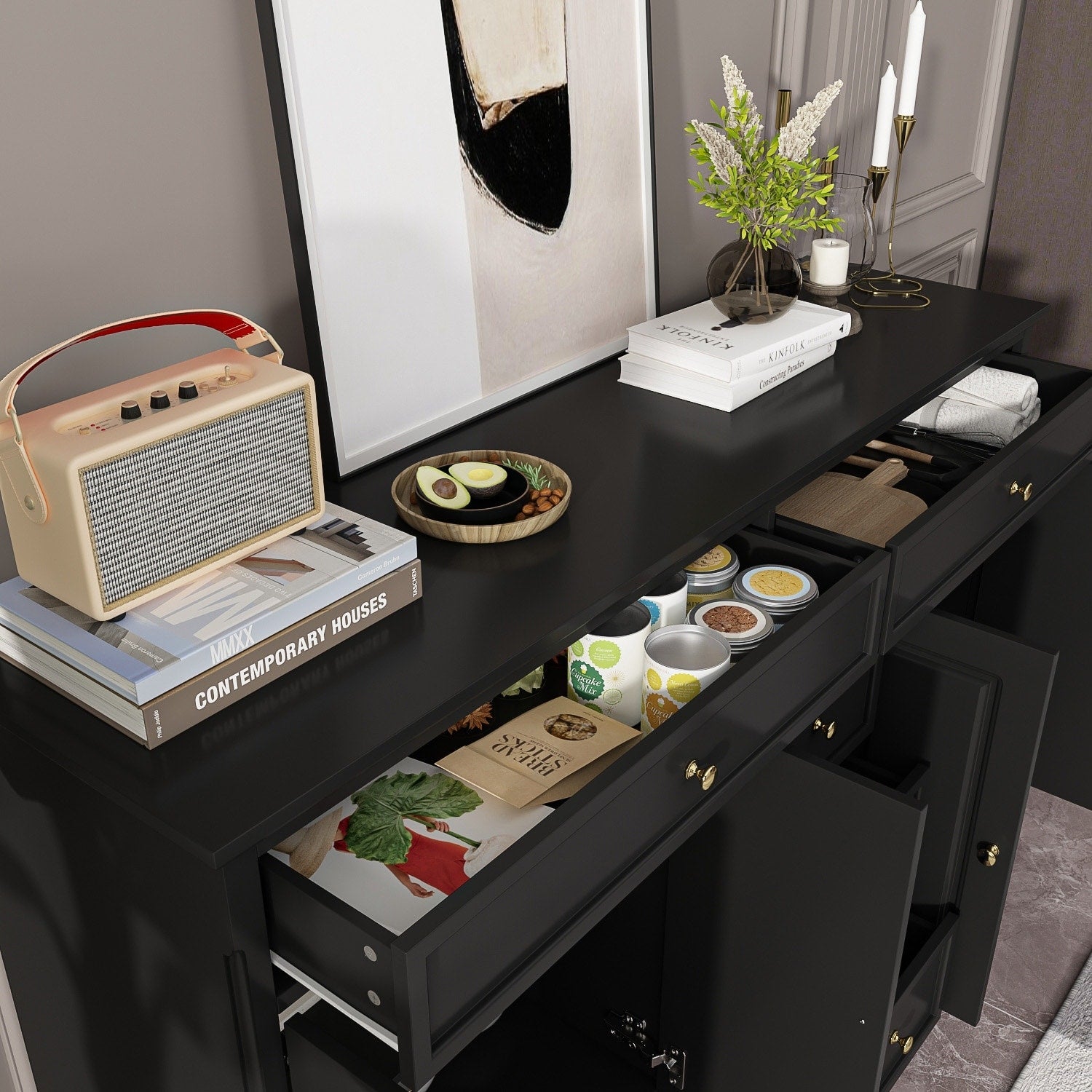 Credenza da 59,1'', bianca, moderna, contemporanea, laccata