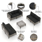 Gruppo di sedute componibili per esterni da 6 persone con cuscini