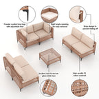 Gruppo di sedute componibili per esterni da 6 persone con cuscini