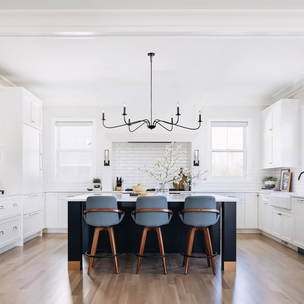 Lampadario minimalista da 64 pollici con 6 luci in nero opaco/oro/cromo - N/D