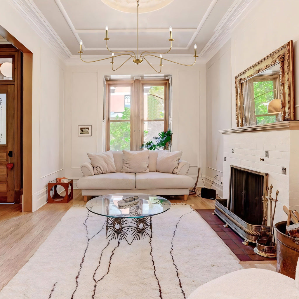 Lampadario minimalista da 64 pollici con 6 luci in nero opaco/oro/cromo - N/D