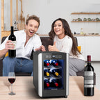 Frigorifero per vino da 6 bottiglie (8-19 °C), mini refrigeratore per bevande indipendente per l'estate, refrigeratore per vino con controllo della temperatura