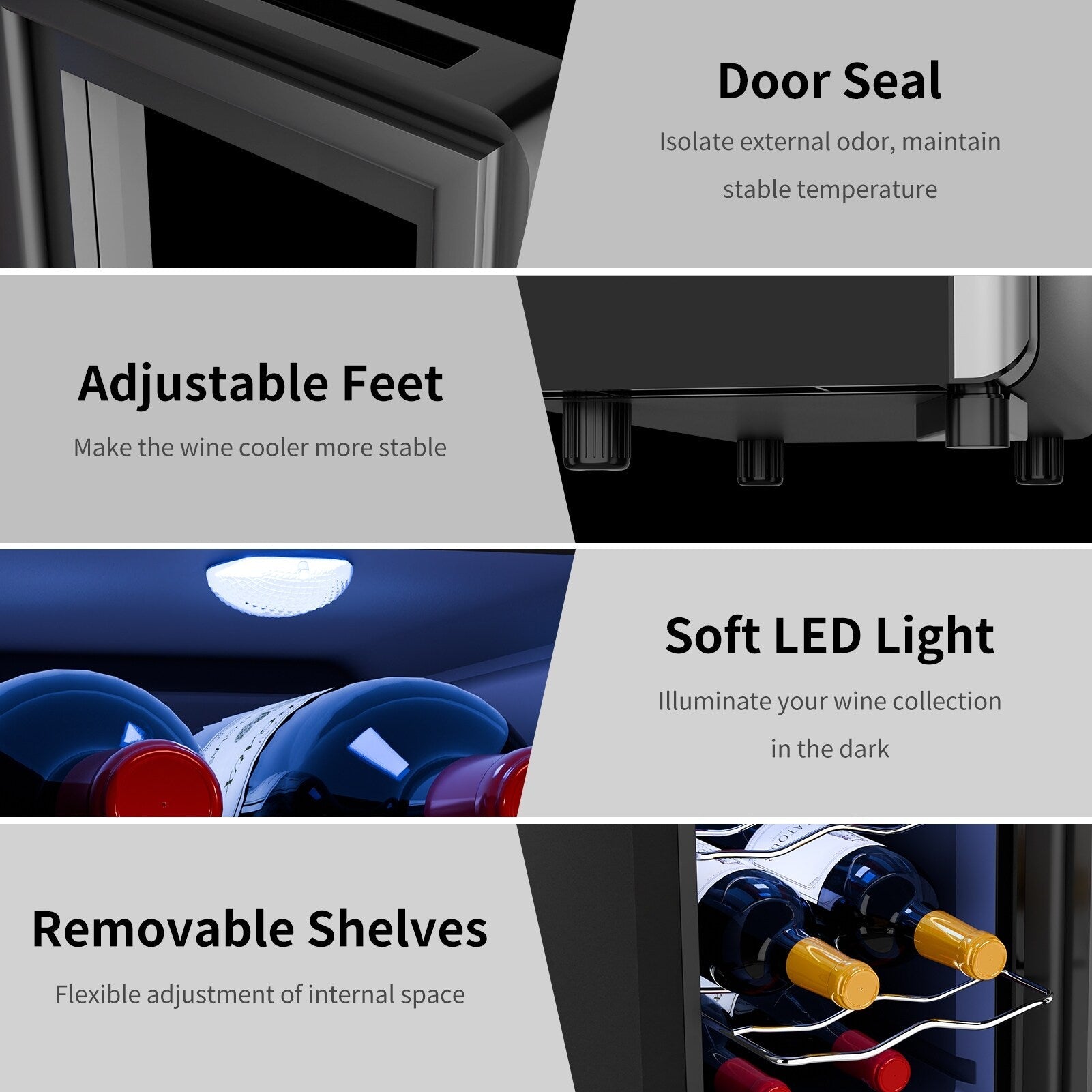 Frigorifero per vino da 6 bottiglie (8-19 °C), mini refrigeratore per bevande indipendente per l'estate, refrigeratore per vino con controllo della temperatura