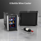 Frigorifero per vino da 6 bottiglie (8-19 °C), mini refrigeratore per bevande indipendente per l'estate, refrigeratore per vino con controllo della temperatura