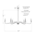 Lampadario minimalista da 64 pollici con 6 luci in nero opaco/oro/cromo - N/D