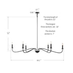 Lampadario minimalista da 64 pollici con 6 luci in nero opaco/oro/cromo - N/D