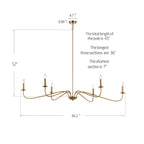 Lampadario minimalista da 64 pollici con 6 luci in nero opaco/oro/cromo - N/D