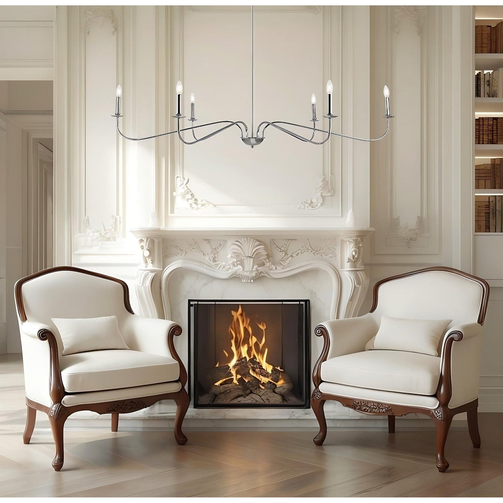 Lampadario minimalista da 64 pollici con 6 luci in nero opaco/oro/cromo - N/D