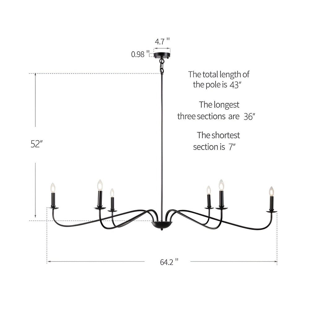 Lampadario minimalista francese classico a 6 luci con illuminazione a candela