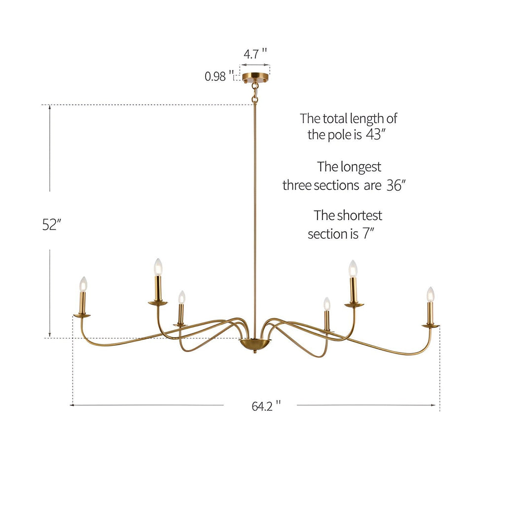 Lampadario minimalista francese classico a 6 luci con illuminazione a candela