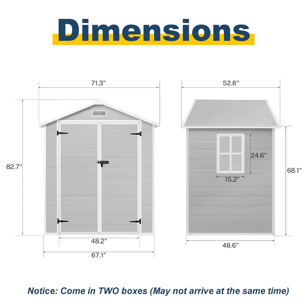 Capannone per attrezzi da esterno in resina resistente alle intemperie, 6 piedi x 4 piedi/6 piedi x 8 piedi/8 piedi x 6 piedi/8 piedi x 10 piedi, con pavimento, Spire Tool Shed