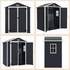 Capannone per attrezzi da esterno in resina resistente alle intemperie, 6 piedi x 4 piedi/6 piedi x 8 piedi/8 piedi x 6 piedi/8 piedi x 10 piedi, con pavimento, Spire Tool Shed
