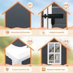 Capannone per attrezzi da esterno in resina resistente alle intemperie, 6 piedi x 4 piedi/6 piedi x 8 piedi/8 piedi x 6 piedi/8 piedi x 10 piedi, con pavimento, Spire Tool Shed