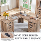 Scrivania direzionale a L da 60 pollici, scrivania angolare in legno, scrivania per computer