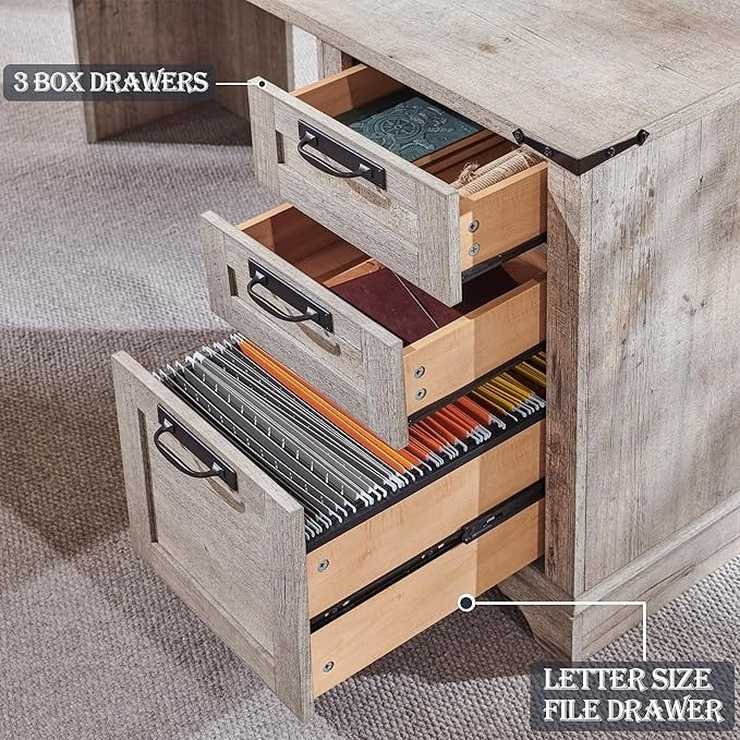 Scrivania direzionale a L da 60 pollici, scrivania angolare in legno, scrivania per computer