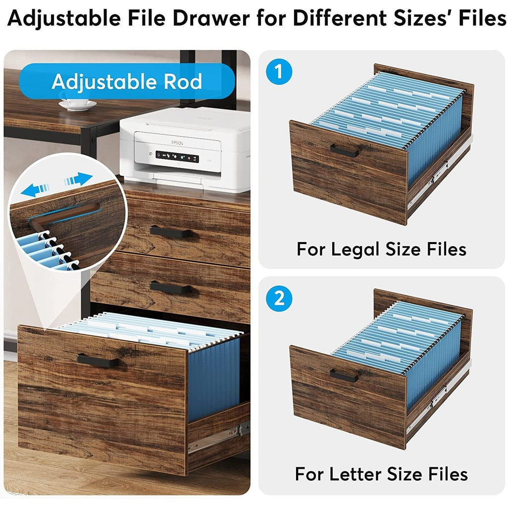 Scrivania per computer da 63 pollici con supporto per monitor, scrivanie ergonomiche per ufficio domestico con cassetti e schedario