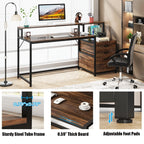 Scrivania per computer da 63 pollici con supporto per monitor, scrivanie ergonomiche per ufficio domestico con cassetti e schedario