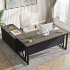 Scrivania per computer a L da 63 pollici con schedario laterale da 47 pollici, scrivania direzionale per ufficio domestico, set di scrivania