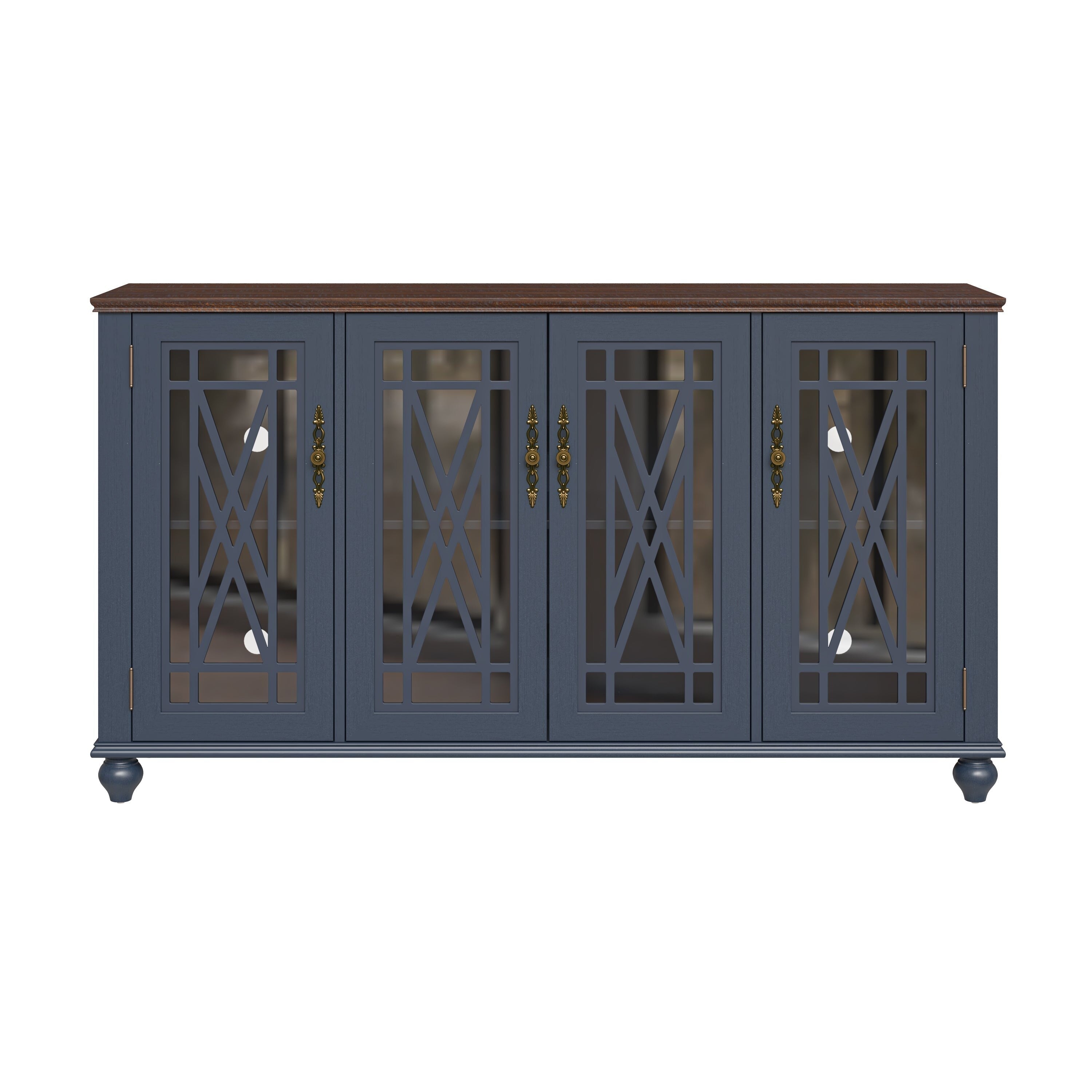 Credenza da cucina in legno in stile vintage da 63 pollici - Larghezza 63 pollici