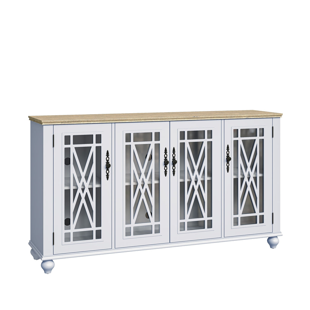 Credenza da cucina in legno in stile vintage da 63 pollici - Larghezza 63 pollici