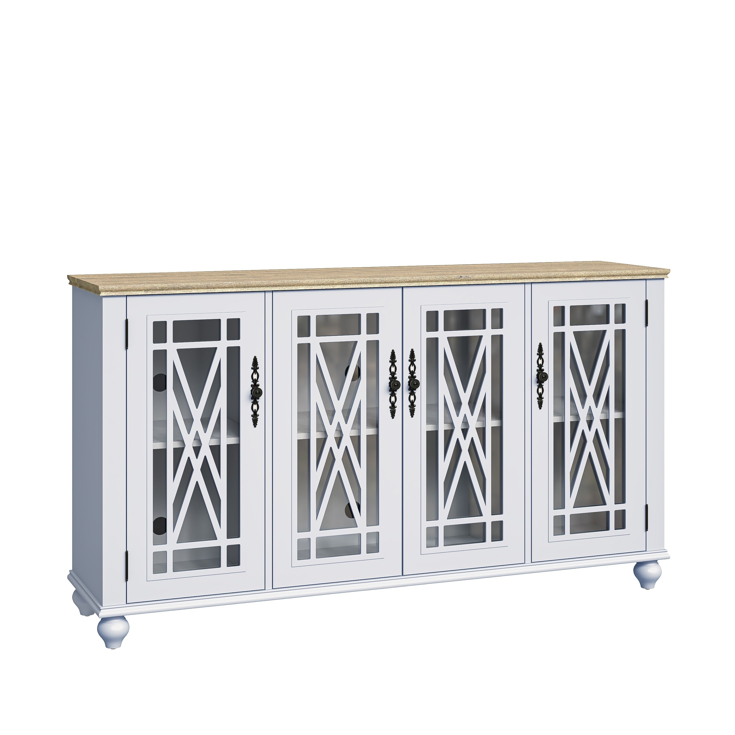 Credenza da cucina in legno in stile vintage da 63 pollici - Larghezza 63 pollici