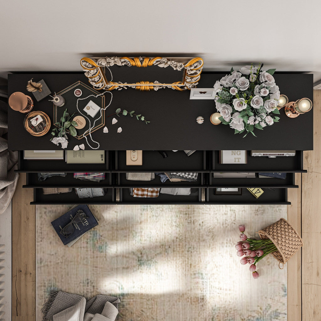 Cassettiera con 9 cassetti da 63 W, cassettiera decorativa per soggiorno, camera da letto