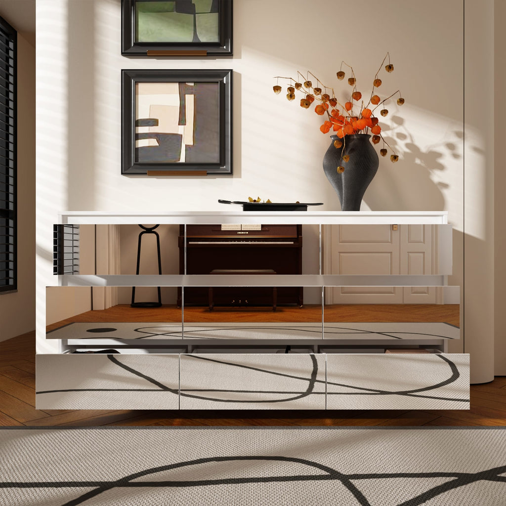 Cassettiera con 9 cassetti da 63 W, cassettiera decorativa per soggiorno, camera da letto