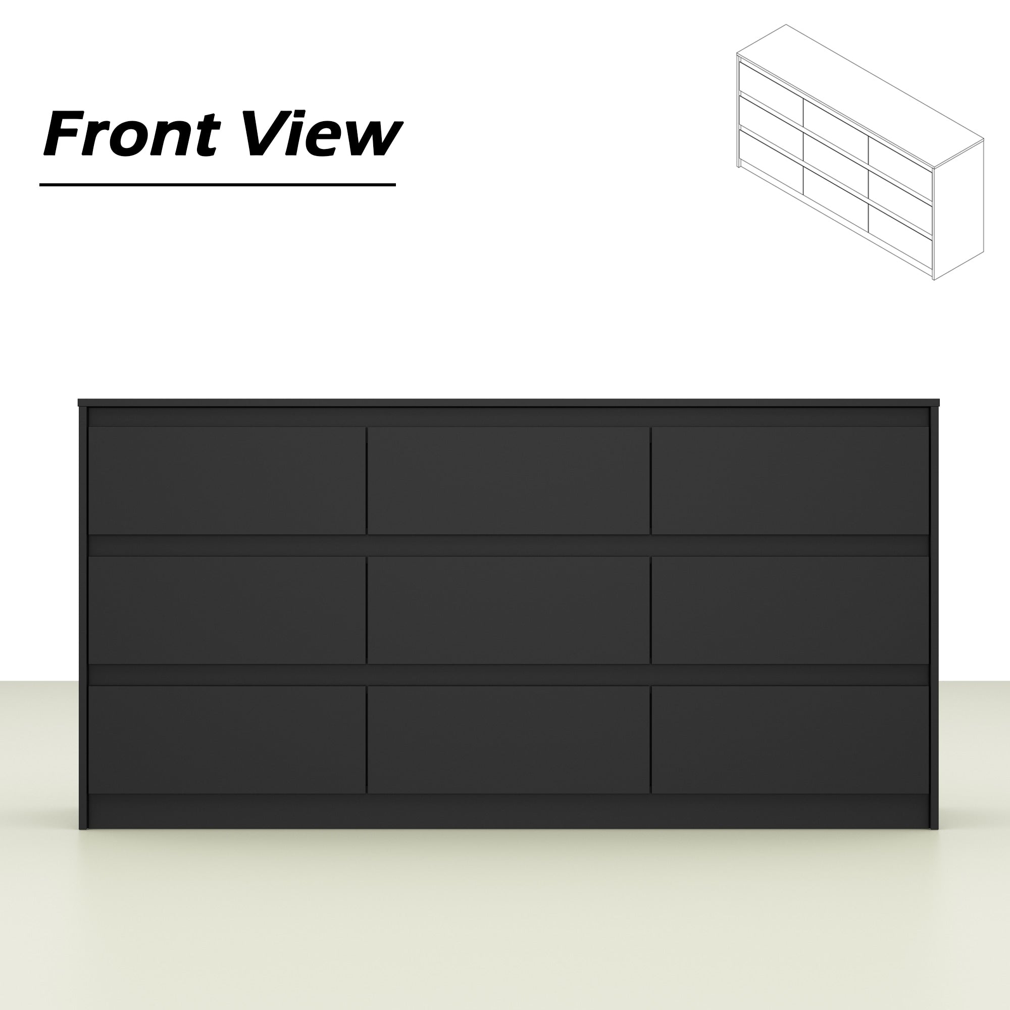 Cassettiera con 9 cassetti da 63 W, cassettiera decorativa per soggiorno, camera da letto