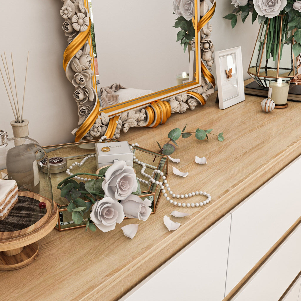 Cassettiera con 9 cassetti da 63 W, cassettiera decorativa per soggiorno, camera da letto