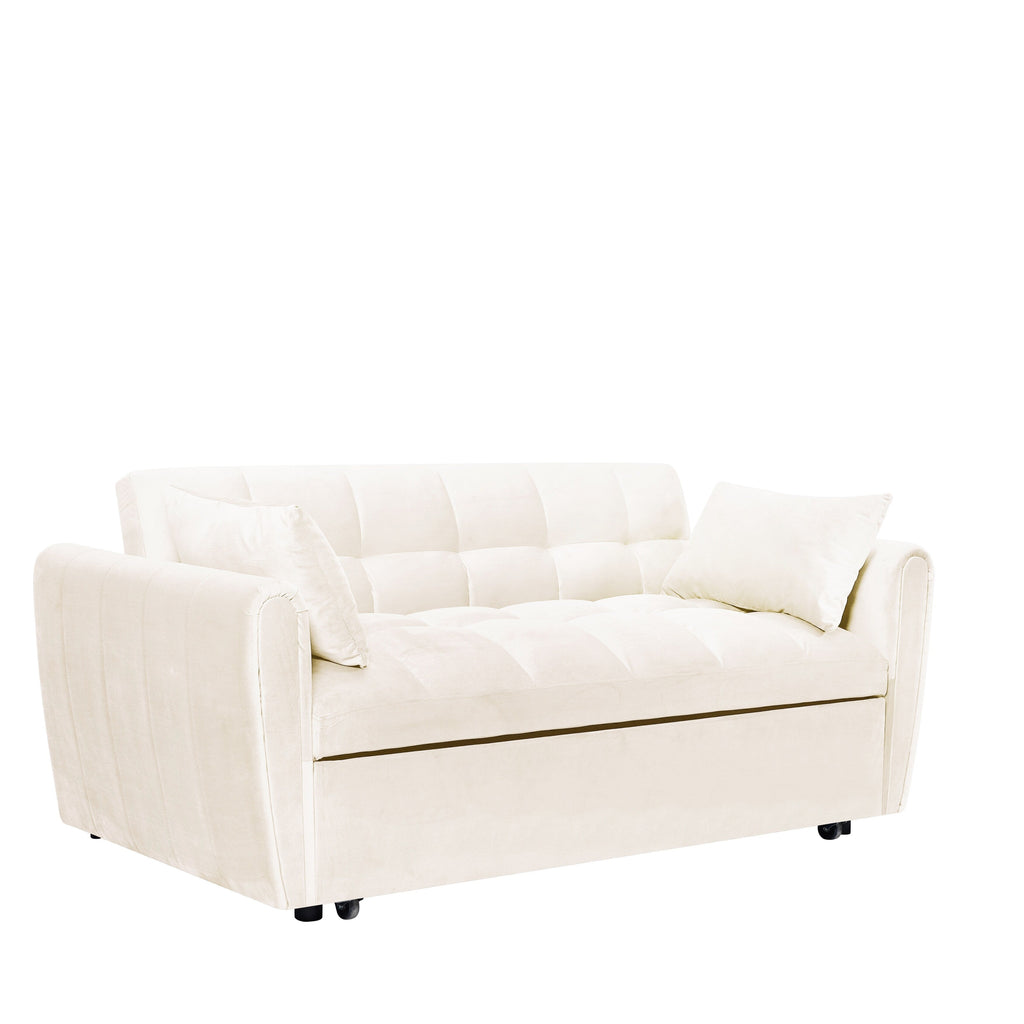 Divano letto convertibile 3 in 1 in velluto da 64,96 pollici con schienale regolabile, tasca portaoggetti e capacità di peso di 500 libbre