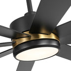 Ventilatore da soffitto a LED nero da 65 pollici a 8 pale con luce e telecomando
