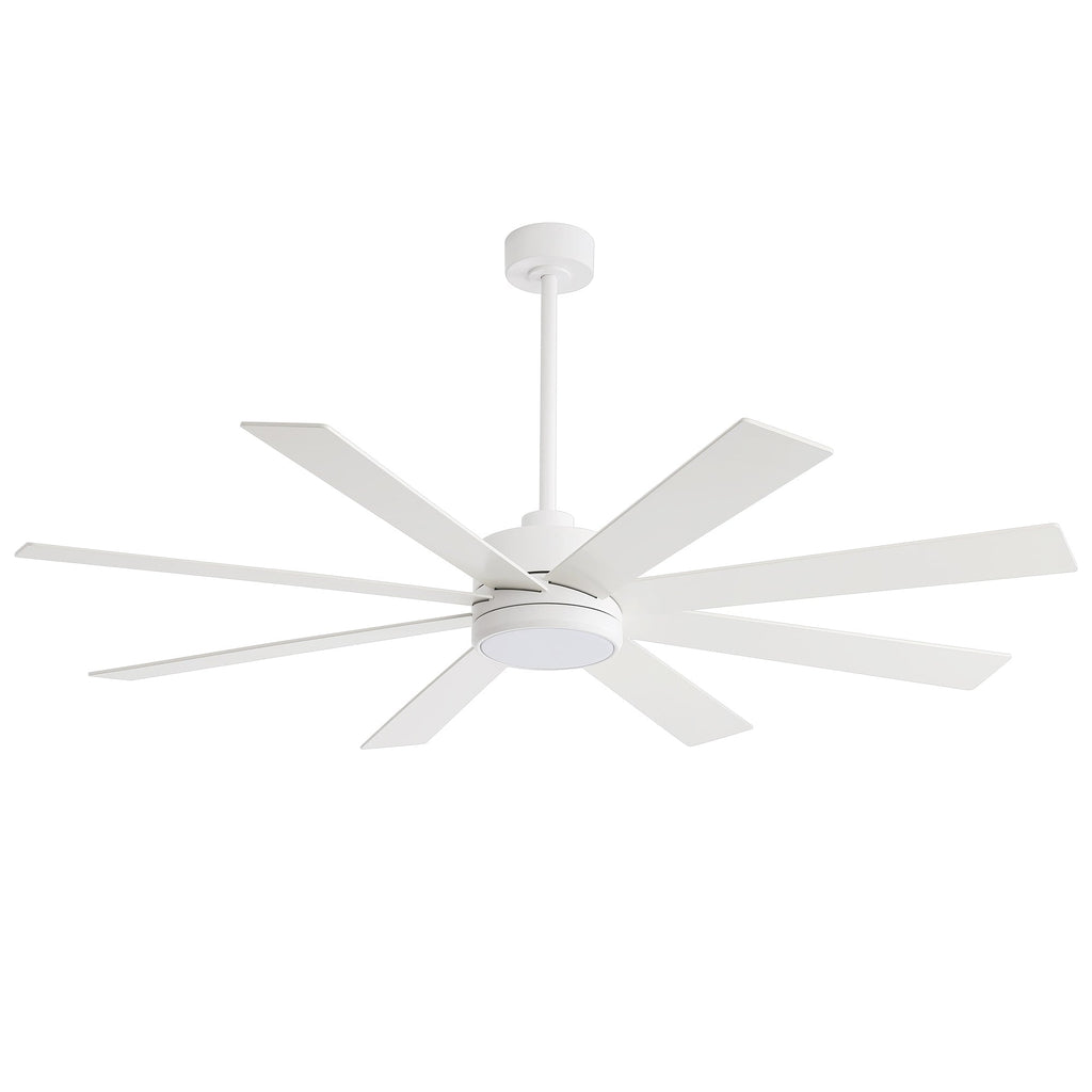 Ventilatore da soffitto a LED nero da 65 pollici a 8 pale con luce e telecomando