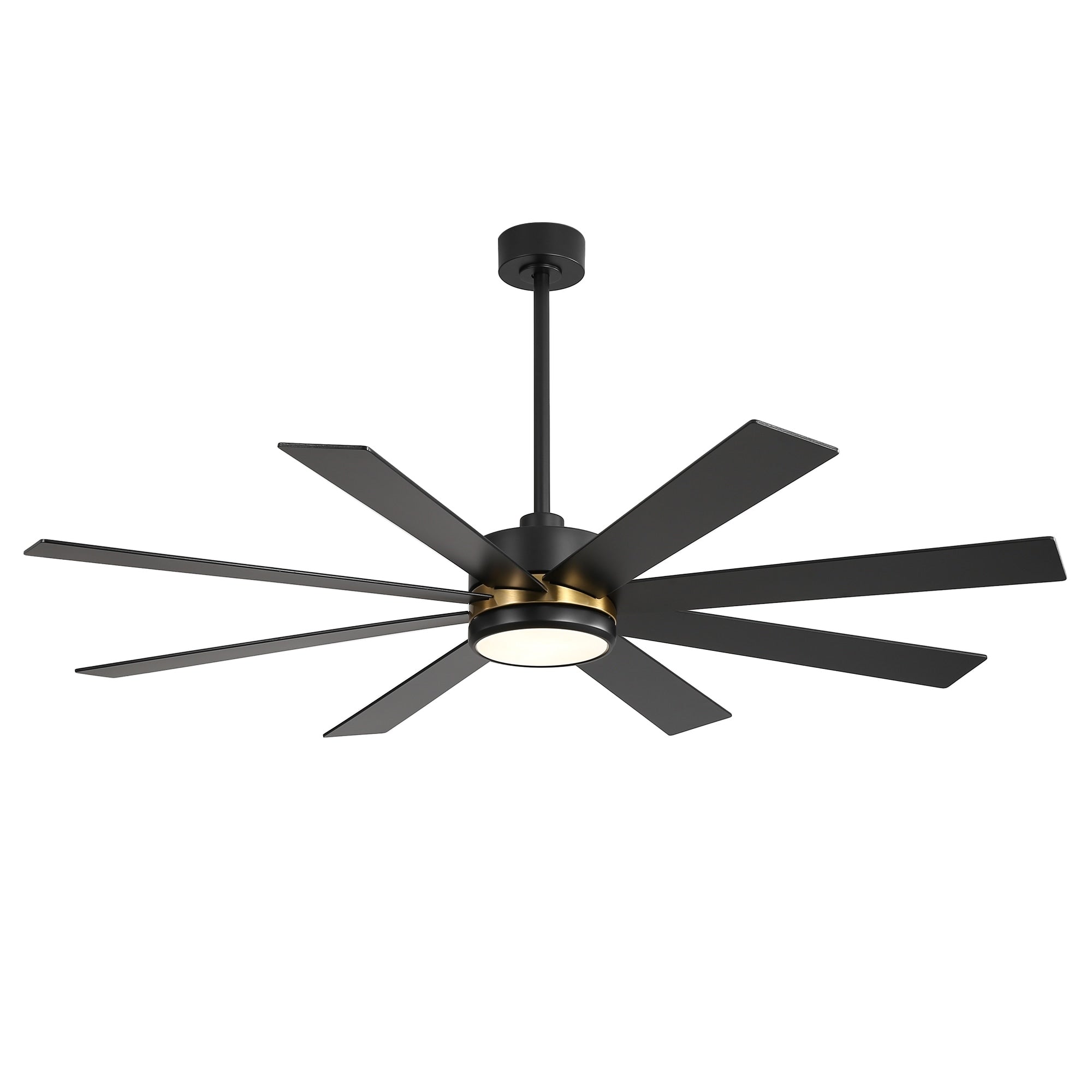 Ventilatore da soffitto a LED nero da 65 pollici a 8 pale con luce e telecomando
