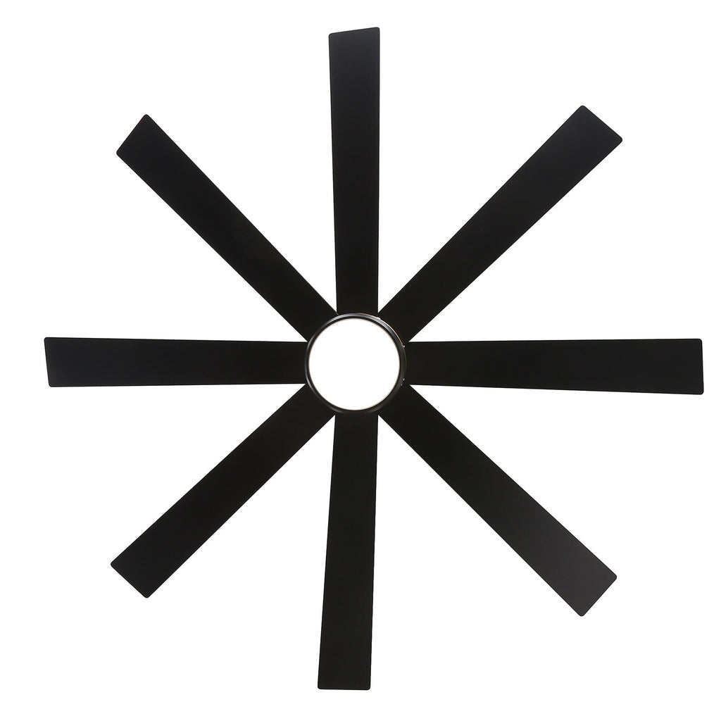 Ventilatore da soffitto a LED nero da 65 pollici a 8 pale con luce e telecomando