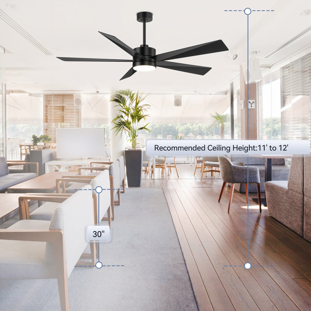 Ventilatore da soffitto a LED Breezary 65/52/42 a 5 pale con kit luci e telecomando