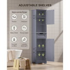 Mobiletto stretto per la biancheria da bagno alto 67'', mobiletto portaoggetti indipendente in legno massello a 5 ripiani