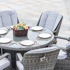 Set da pranzo rotondo da esterno in rattan e vimini, 7 pezzi, con cuscini, di Moda Furnishings